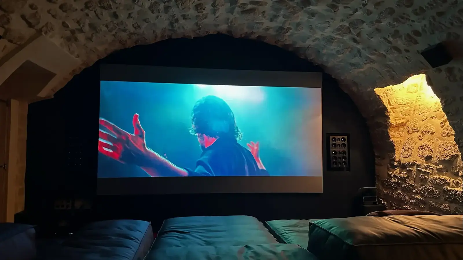 Private cinema under a stone vault