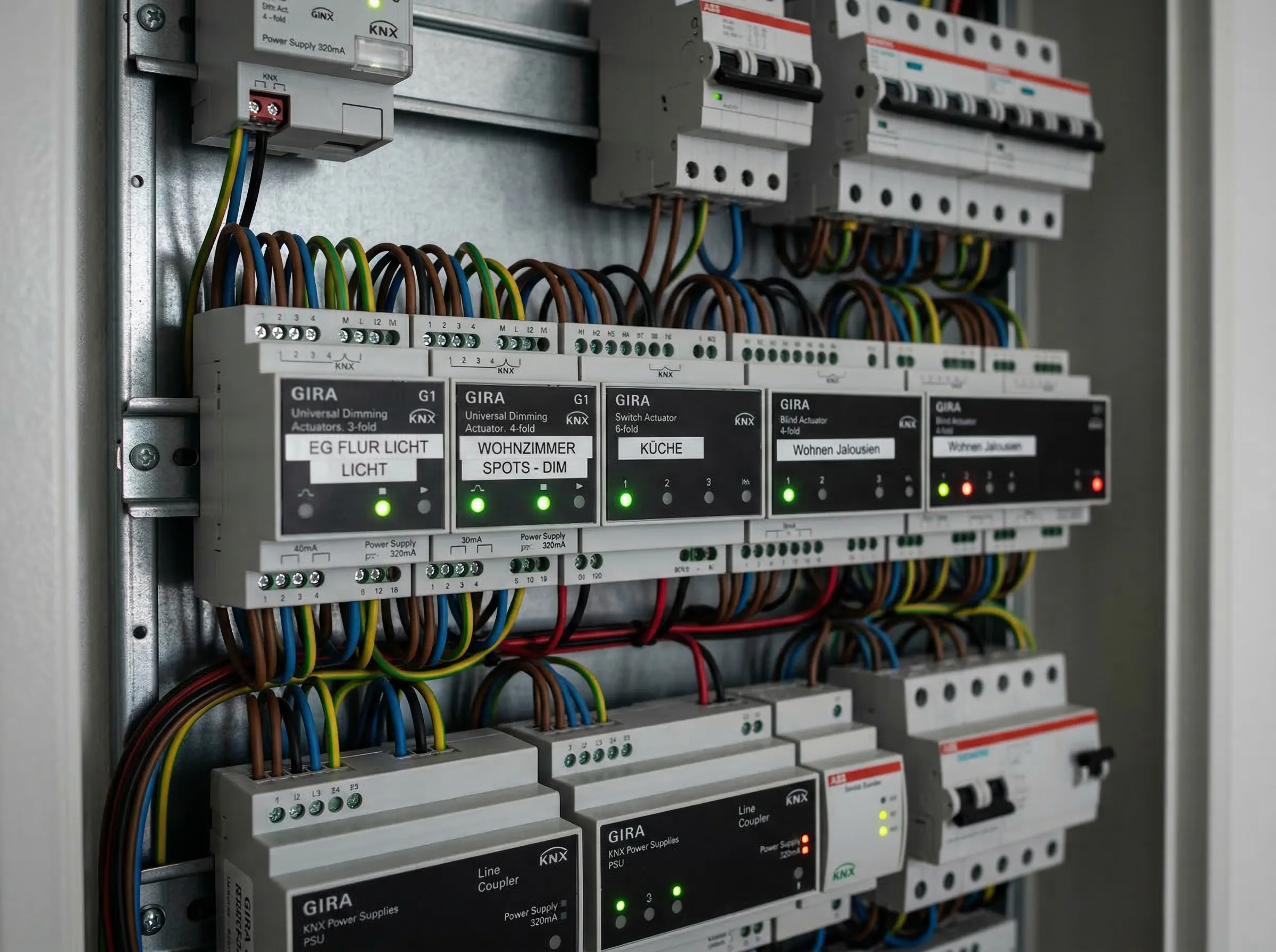 Tableau électrique équipé d'actionneurs KNX pour la gestion centralisée du bâtiment